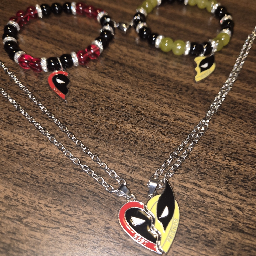 Deadpool and Wolverine Matching Best Friend Bracelets and Necklaces Magnetic